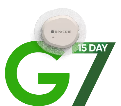 Dexcom G7 15 Day sensor on table – compatible with Dexcom G7 app and receiver