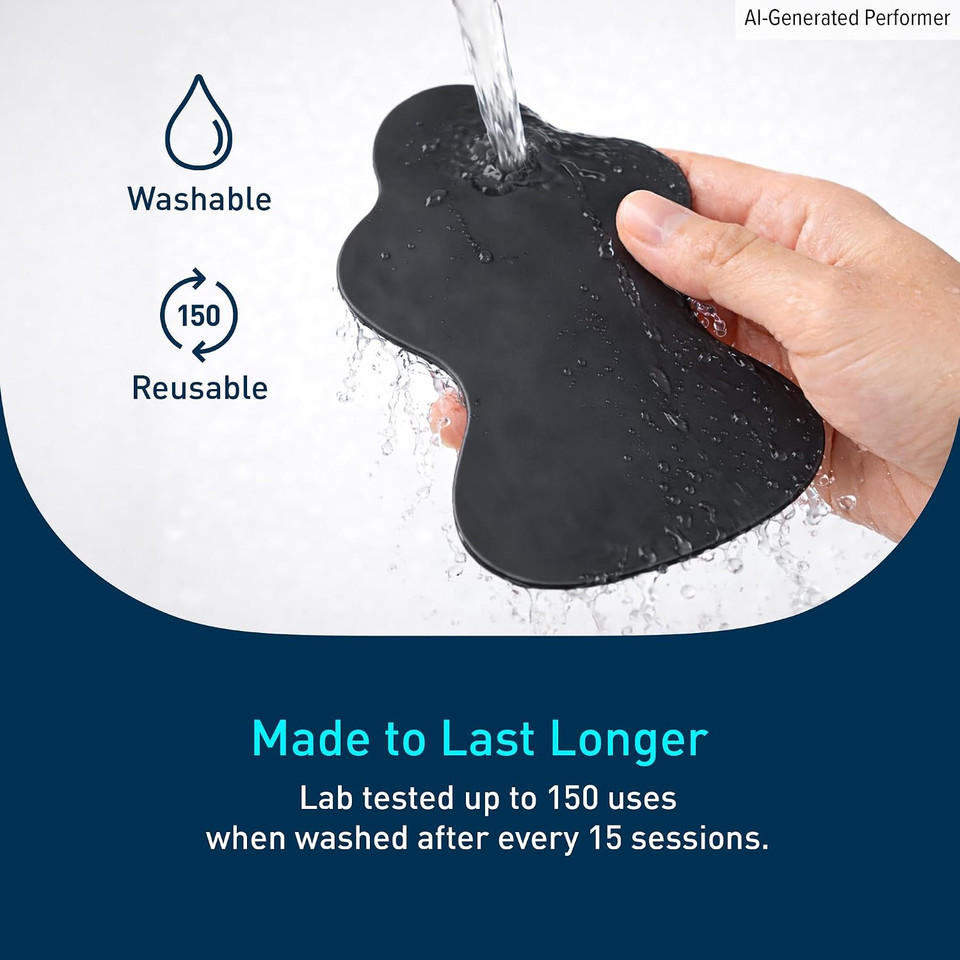 OMRON Long Life Pads being peeled from backing – reusable up to 150 times