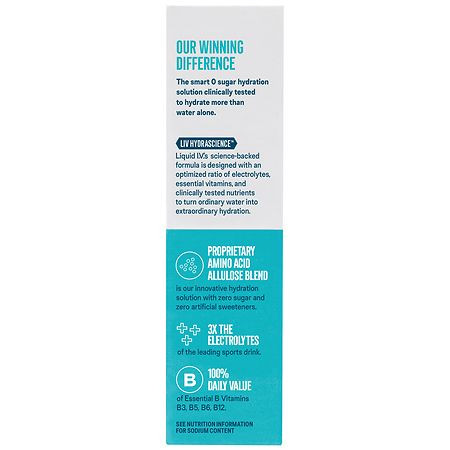 Box of Liquid I.V. hydration powder with zero sugar and natural sweeteners