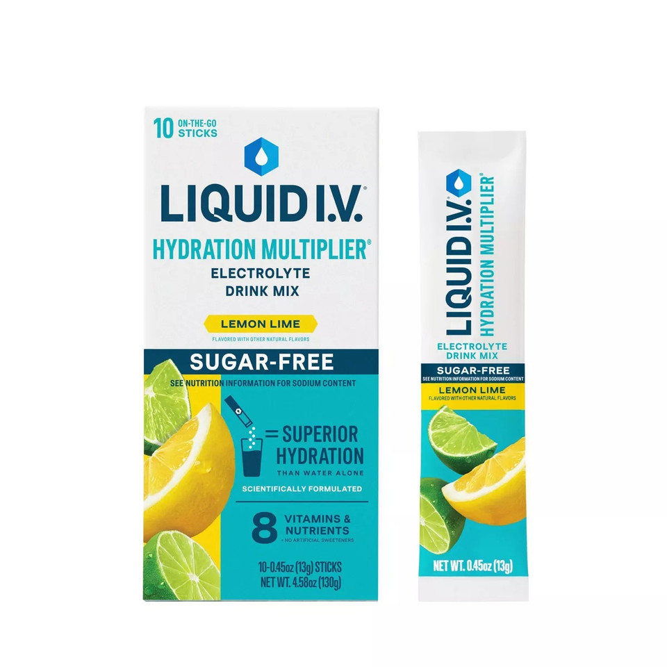 Non-GMO and gluten-free Liquid I.V. drink mix dissolving in water