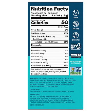 Non-GMO and gluten-free Liquid I.V. drink mix dissolving in water