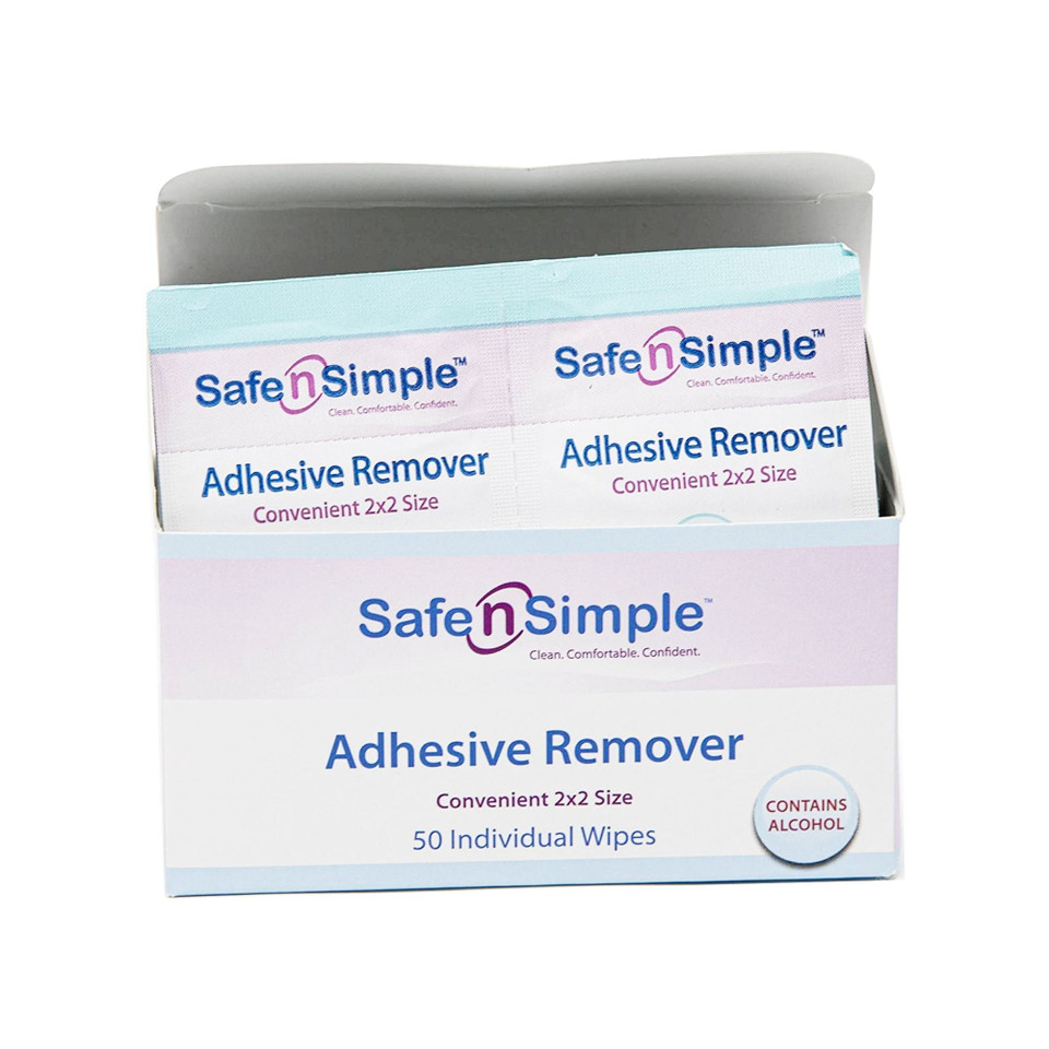 Box of Safe N Simple Adhesive Remover Wipes