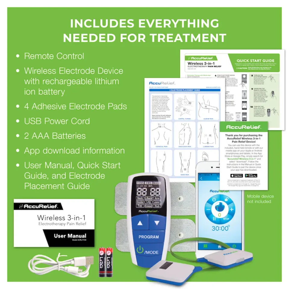 AccuRelief wireless pain relief device with wireless remote – convenient control at your fingertips