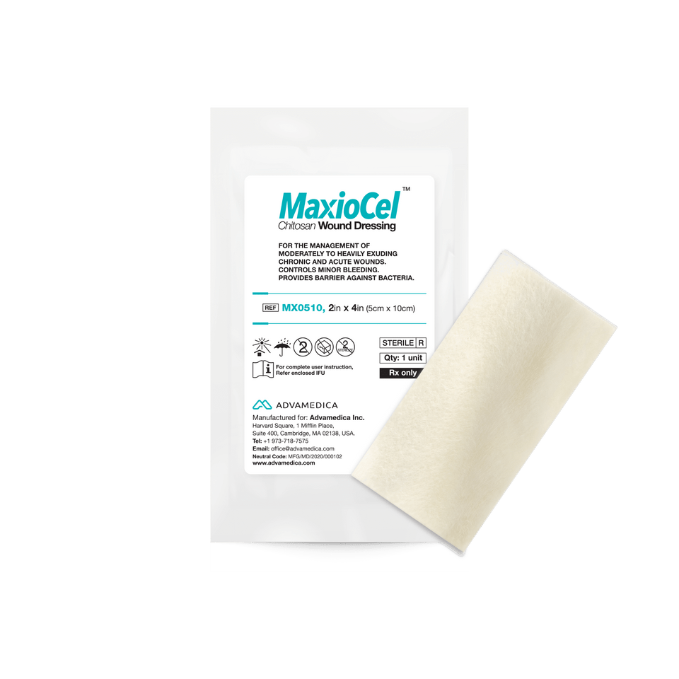 MaxioCel Chitosan Wound Dressing 2x4 Inch