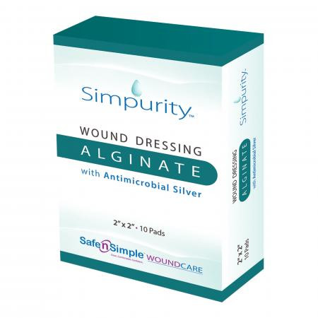 Safe N' Simple Simpurity Silver Alginate Wound Dressing in sterile packaging