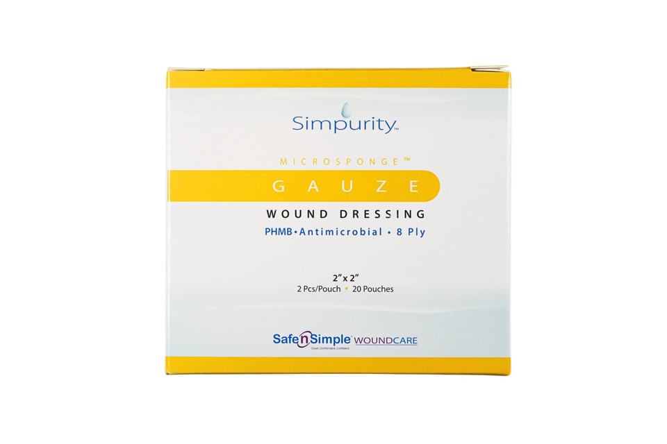 Safe N Simple 2x2 antimicrobial sterile gauze sponge packaging