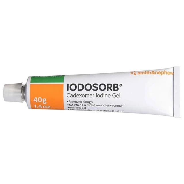 Smith Nephew Iodosorb Cadexomer Iodine Gel 10g tube front view