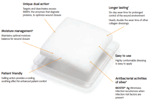 Smith & Nephew Biostep Collagen Matrix Dressing 2 X 2 inch single sheet