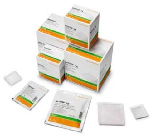 Biostep Ag collagen matrix dressing showing white color with silver particles