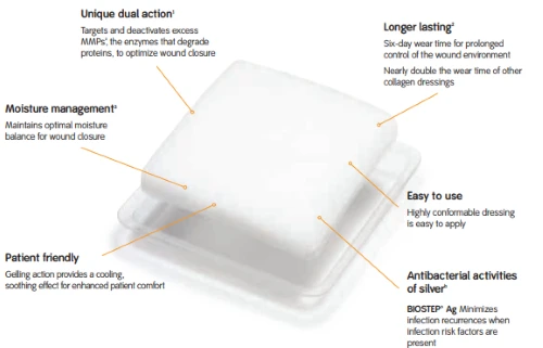 Smith & Nephew Biostep Collagen Matrix Dressing 2 X 2 inch single sheet