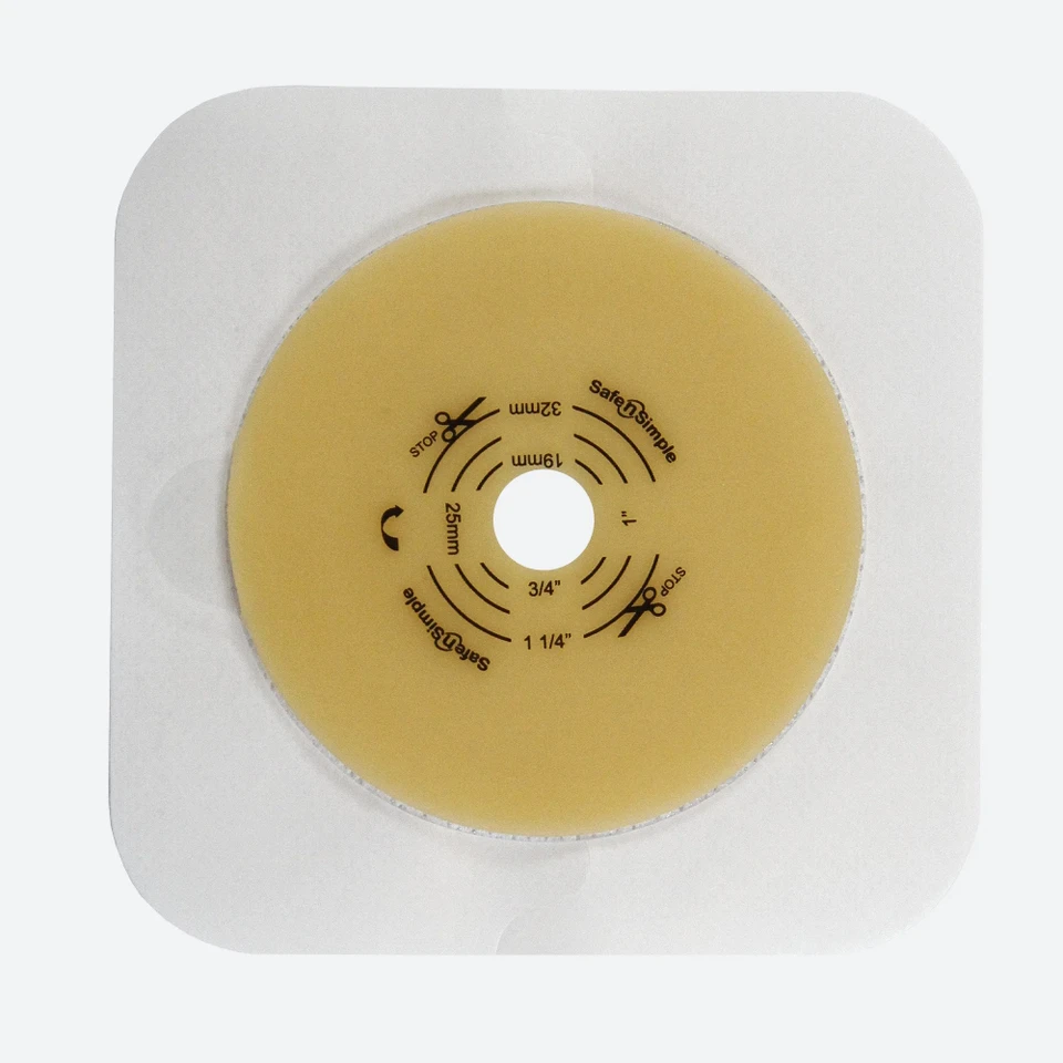Safe N Simple 4.25x4.25 2-piece extended wear ostomy wafer packaging