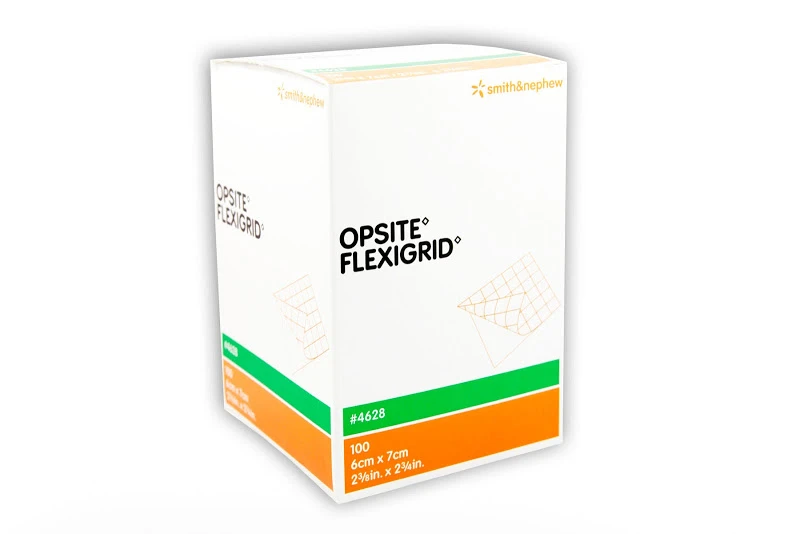Opsite Flexigrid transparent film dressing box of 50 units front view