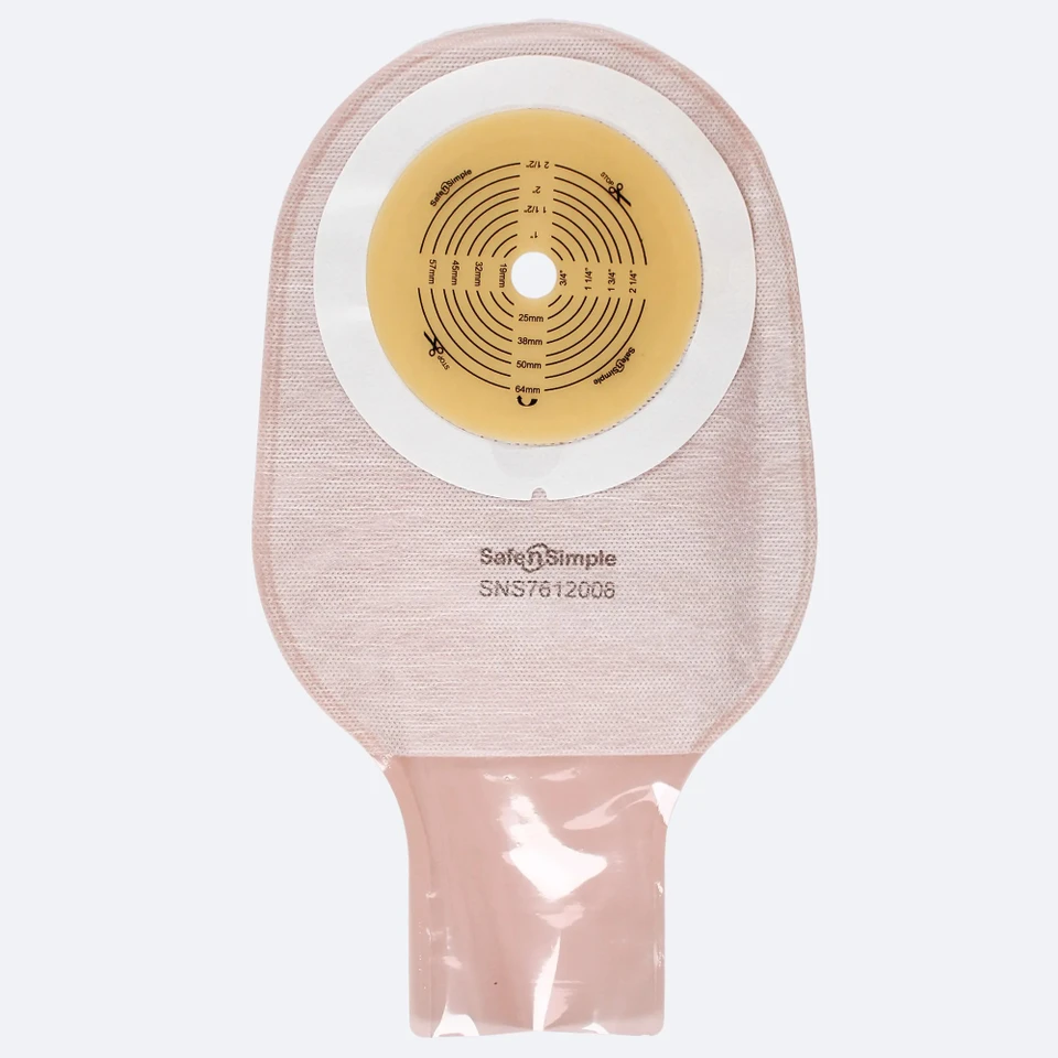 Safe N Simple 12" Drainable One-Piece Pouch Beige Extended Wear packaging