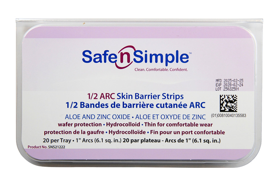 Safe N Simple 1" Half Moon Skin Barrier Arcs with Aloe packaging