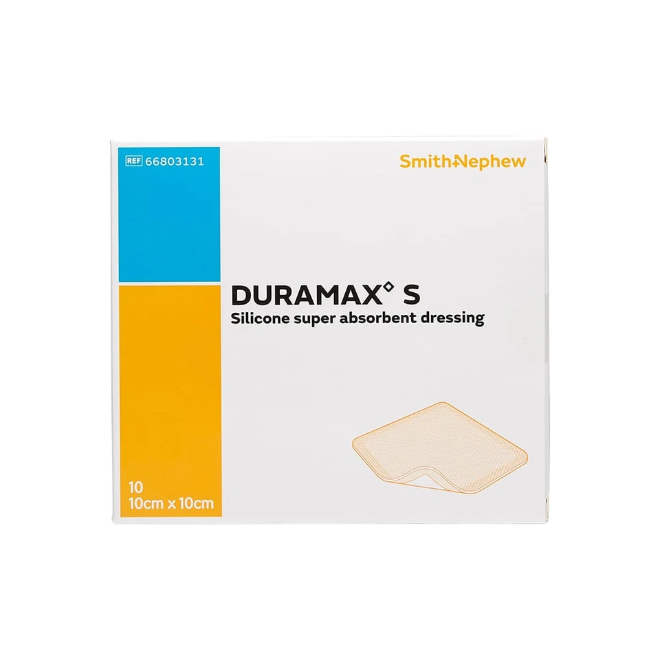 Smith & Nephew Duramax S Silicone Super Absorbent Dressing 4" x 4" packaging