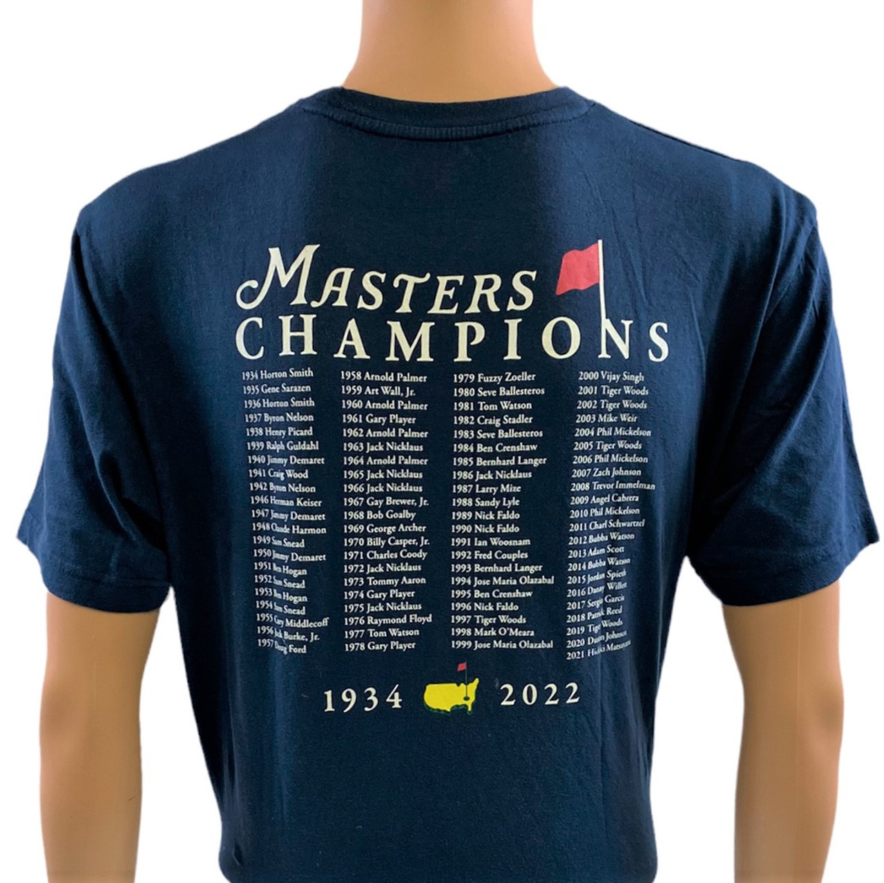 2022 Masters Navy Champions T-Shirt Masters Apparel 2022 Tournament Souvenirs Masters Golf Sale Clearance Merchandise MMO Golf