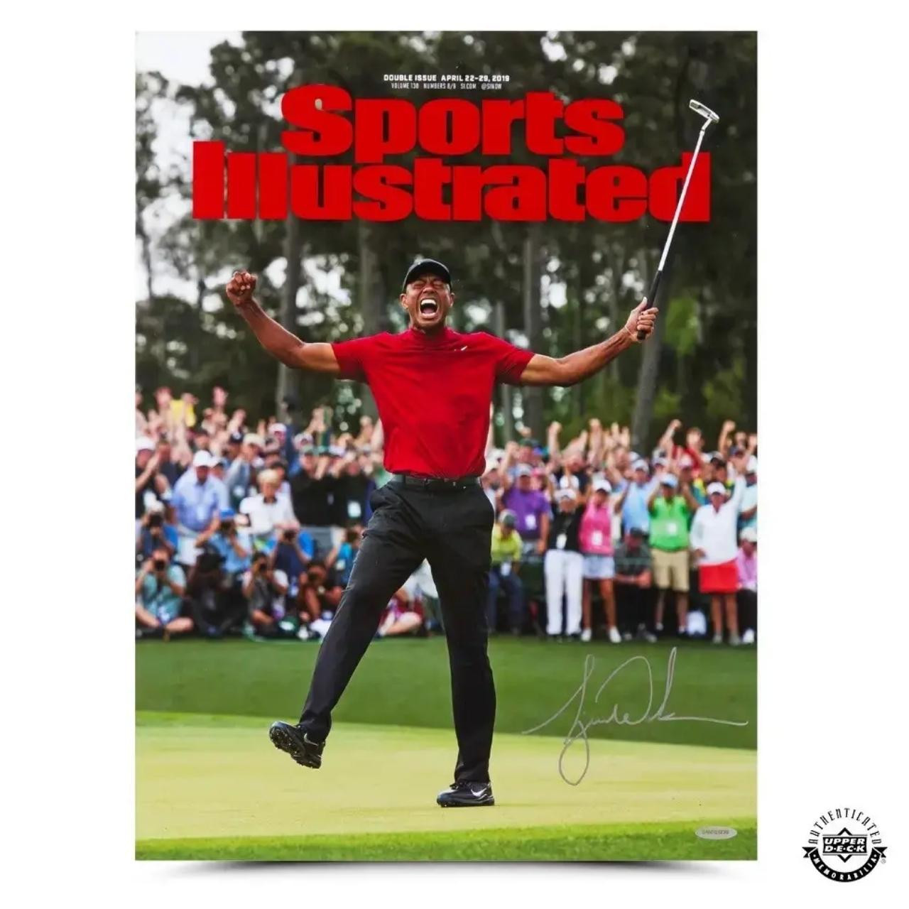 Authentic Tiger Woods Autographed Sports Illustrated Print 15x20 - 2019 Masters Champion Upper Deck Authenticated | Home & Office | Autographed Masters Merchandise | MMO Golf