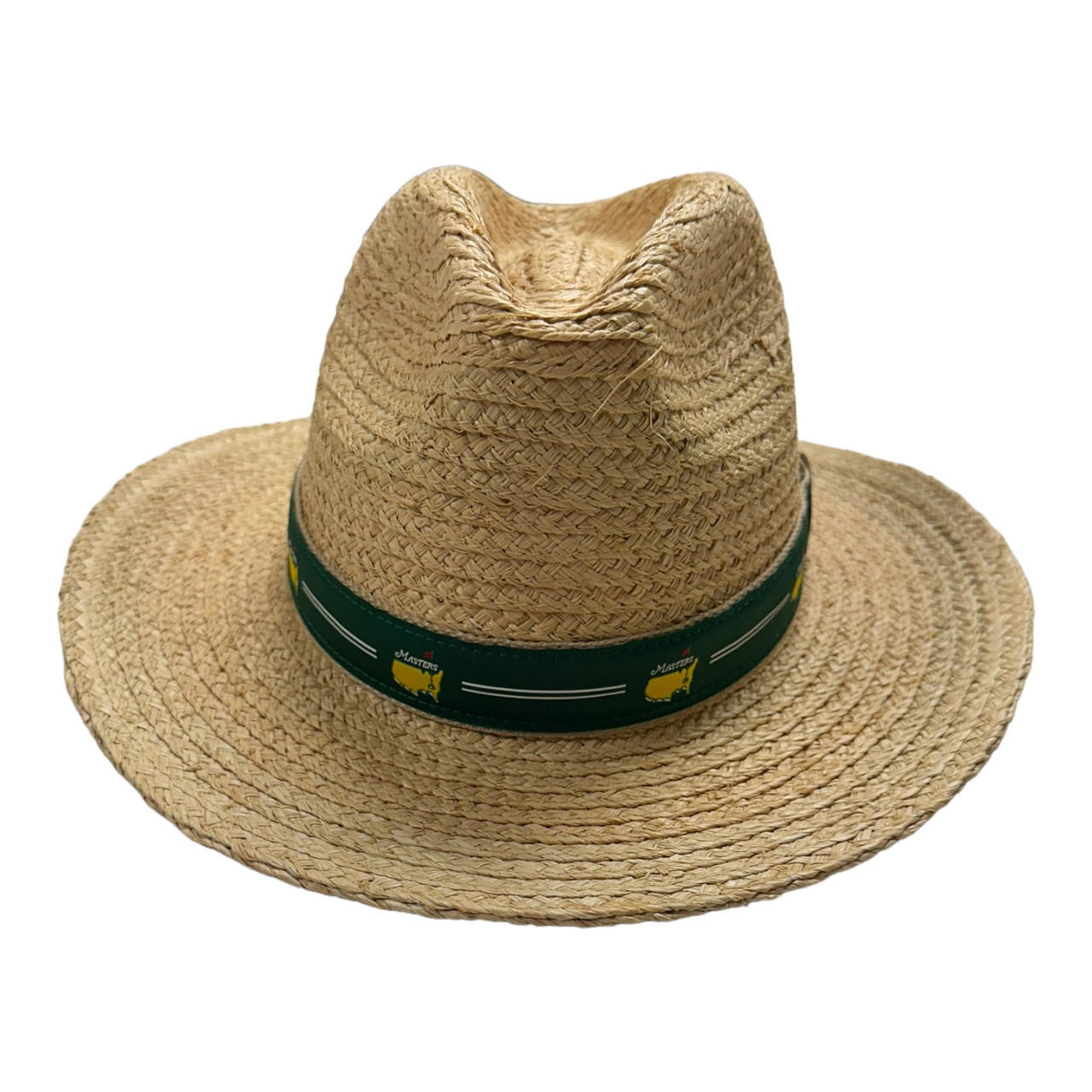 Masters Dorfman Pacific Straw Hat with Woven Masters Logo and White Stripes Pattern Green Band (2 Sizes)