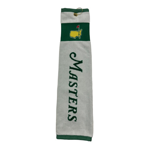 Masters Tri Fold Golf Towel - White/Green Script
