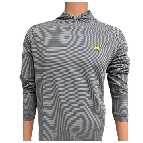 Masters Peter Millar Grey Micro Stripe Performance Tech Hoodie