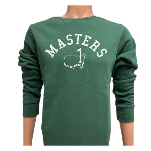 Masters Green Cotton Blend Crewneck Sweatshirt with White Printed Logo