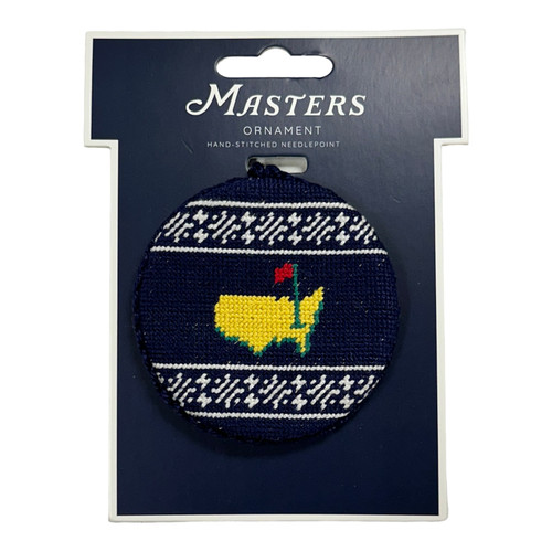 Masters Smathers & Branson Navy and White Fairisle Needlepoint Round Holiday Ornament