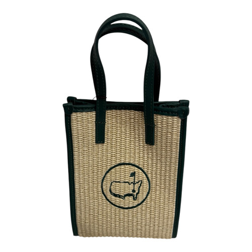 Masters Made in Italy Cream Straw Crossbody Shopper with Green Leather Trim