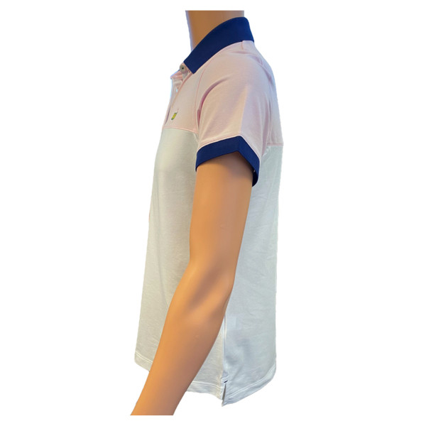 Masters Ladies Magnolia Lane Blush, White and Navy Pima Cotton Blend Polo |  Master's Ladies Apparel | Magnolia Lane Collection | MMO Golf