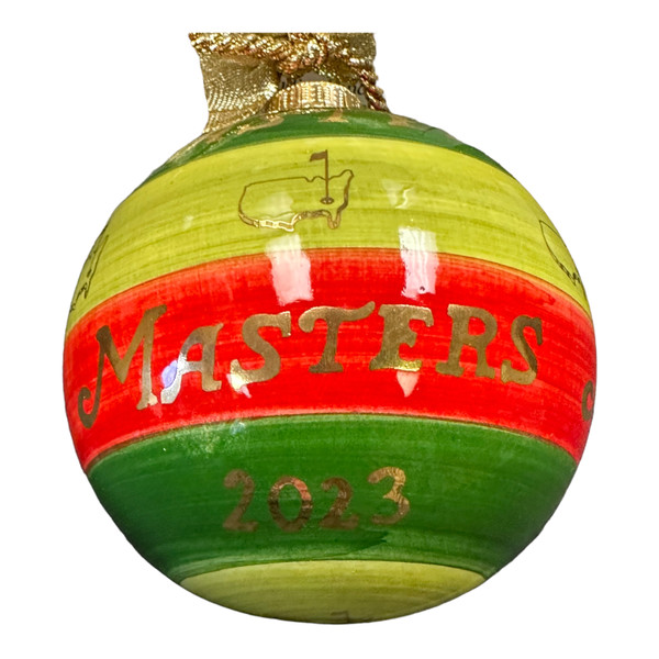 2023 Masters Hand Painted Striped Globe Ornament