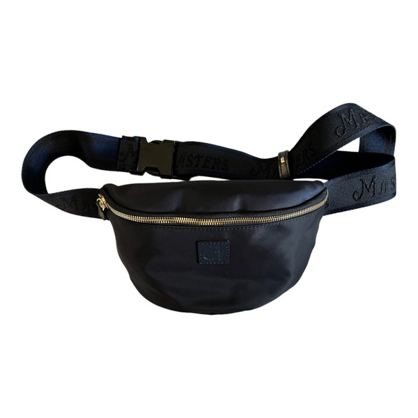 Masters Made in Italy Navy Nylon Adjustable Belt Bag Fanny Pack with Gold Accents