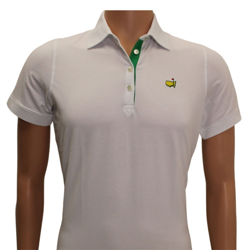 Masters Ladies Magnolia Lane Pima Cotton Blend White Polo with Augusta Green  Trim, Magnolia Lane Collection, Masters Ladies Apparel