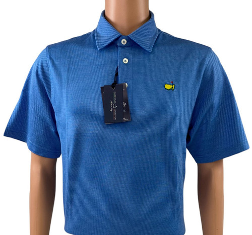 Masters Clubhouse Collection Blue and White Jacquard Dots Tri-Blend  Performance Polo