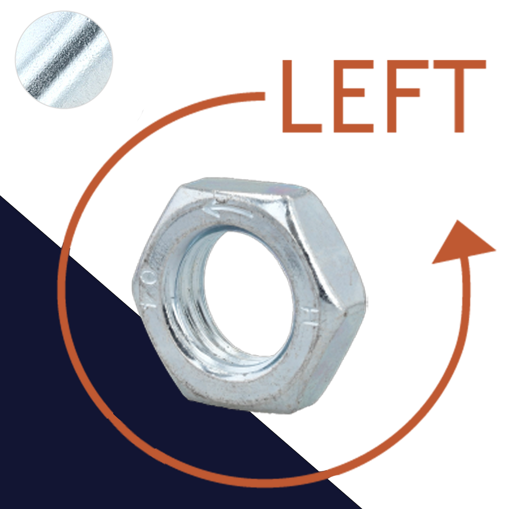 Coarse Jam Nut LEFT HAND Steel, DIN 439/936 - BelMetric