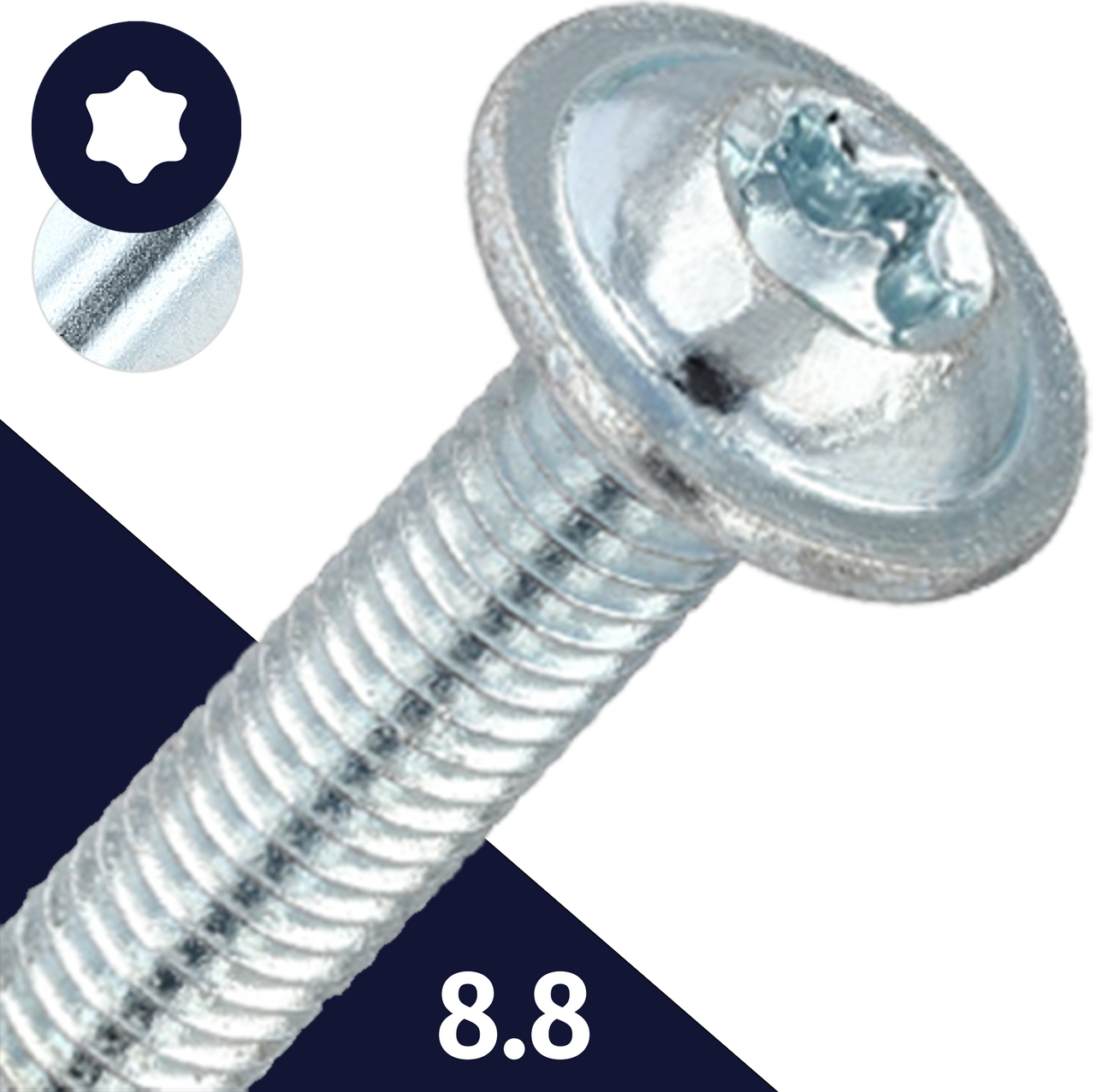 Torx Button Flange 8.8 Zinc M8X1.25 Coarse ISO 7380-2 - BelMetric
