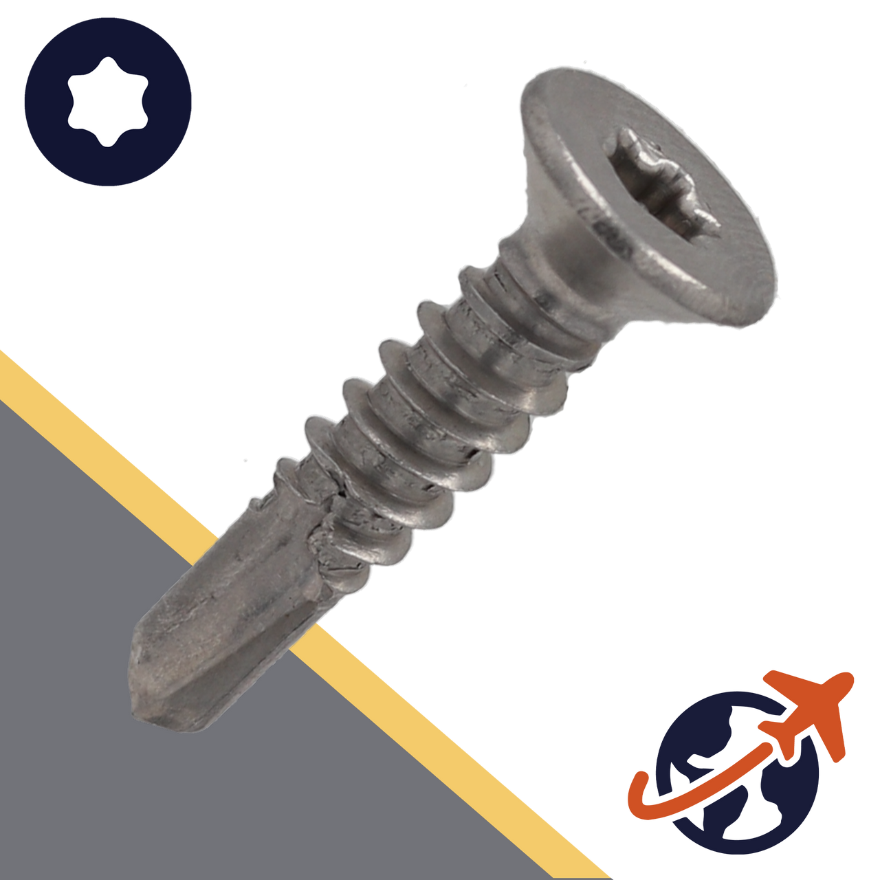 M5.5 Flat Head Torx Self Drilling Screw - A2 Stainless DIN 7504