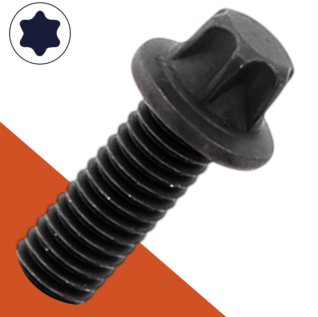 M8X1.25 External Six Lobe Flange Bolt Black Stainless DIN 34800