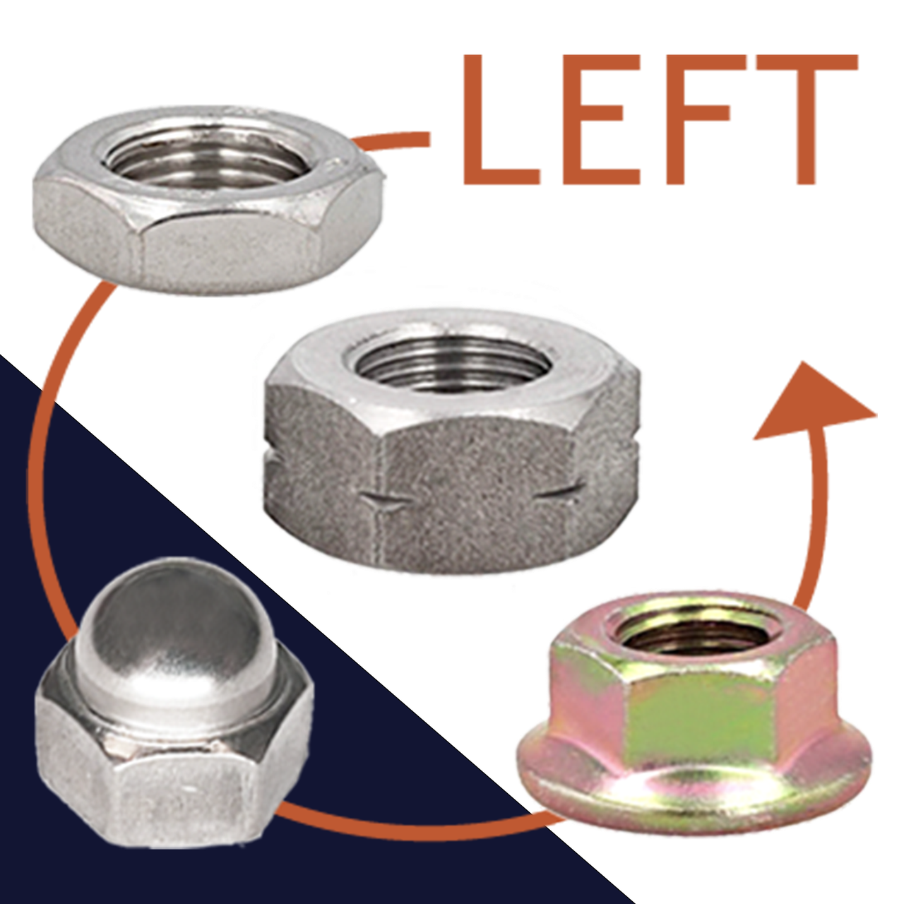 Left Hand Reverse Nuts