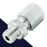 Male to Compression Set Metric Thread Adapter Zinc Plated Steel