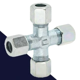 4-Way Tee Union,Compression Set,Zinc Plated Steel