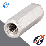 Hex Coupler Nut,Extended Lengths,A4-50 Stainless Steel