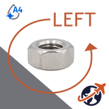 Fine Hex Nut LEFT HAND,DIN 934LH,A4-80 Stainless Steel