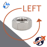 Fine Hex Nut LEFT HAND,DIN 934LH,A4-80 Stainless Steel