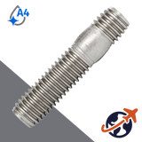 M10 Double Ended Stud,DIN 939,A4 Stainless Steel