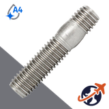 M10 Double Ended Stud,DIN 939,A4 Stainless Steel