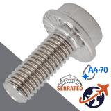 M8X1.25 Serrated Hex Head Flange Bolt - A4 Stainless DIN 6921