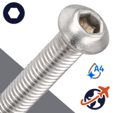 M10X1.5 Button Head,A4 Stainless Steel,ISO 7380-1