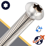M4X0.7 Torx Button Head Cap Screw - A4-50 Stainless ISO 7380-1 TX