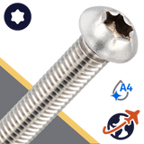 M10X1.5 Torx Button Head,ISO 7380-1 TX,A4 Stainless Steel