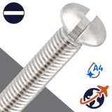M3X0.5 Oval Head Screw Slotted - A4 Stainless DIN 964