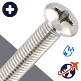 M3X0.5 Oval Head Screw Phillips - A4 Stainless DIN 966